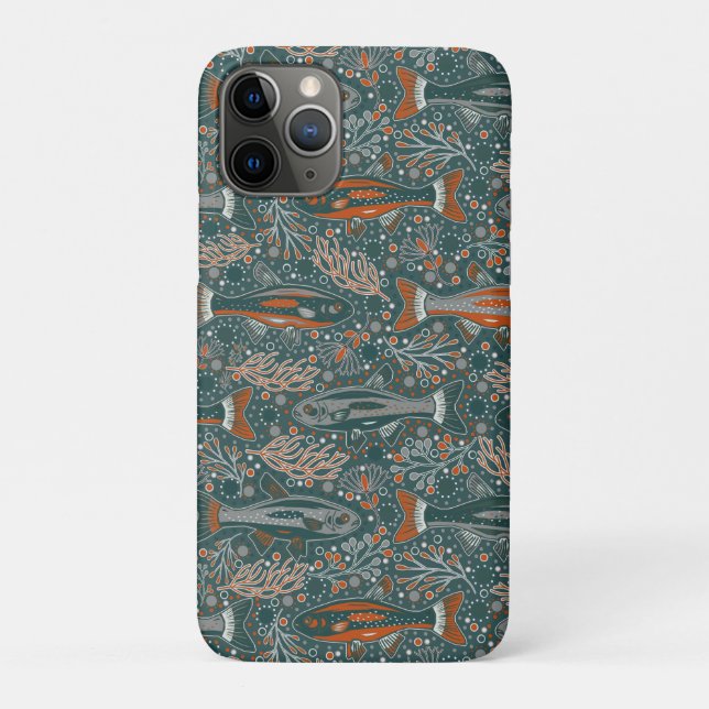 Funda De Case-Mate Para iPhone Brook Trout - Gris, Naranja, sobre turquesa - NH F (Reverso)