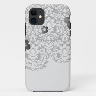 Funda Para iPhone 11 brote de damasco blanco y negro