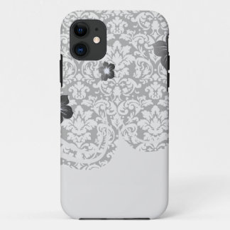 Funda Para iPhone 11 brote de damasco blanco y negro