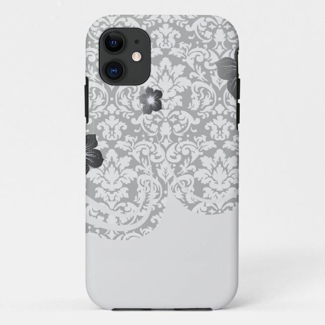Funda De Case-Mate Para iPhone brote de damasco blanco y negro (Reverso)