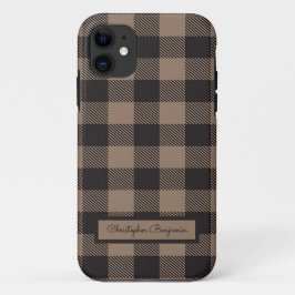 Funda Para iPhone 11 Brown Black Gingham Buffalo Plaid Farmhouse