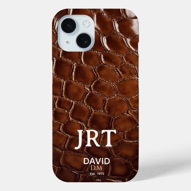 Funda De Case-Mate Para iPhone  Brown Crocodile Leather Monogram (Reverso )