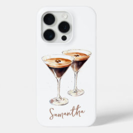 Funda Para iPhone 15 Pro Brown Espresso Martini Coffee Cocktail Nombre pers