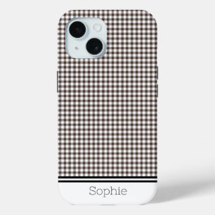 Funda Para iPhone 15 Brown Gingham Personalizado Samsung