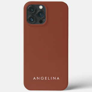 Funda Para iPhone 13 Pro Max Brown Trendy Moderno Minimalista Nombre para añadi