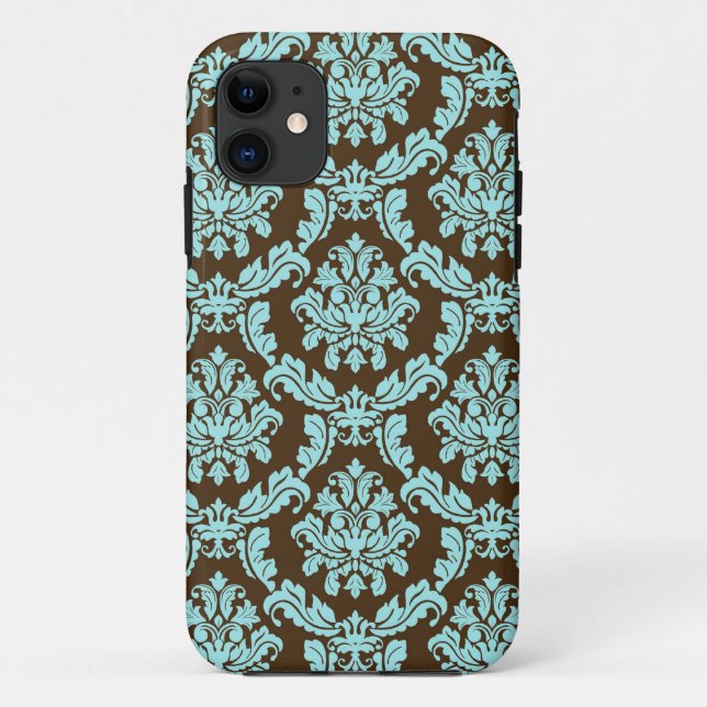 Funda De Case-Mate Para iPhone Brown y damasco azul (Reverso)