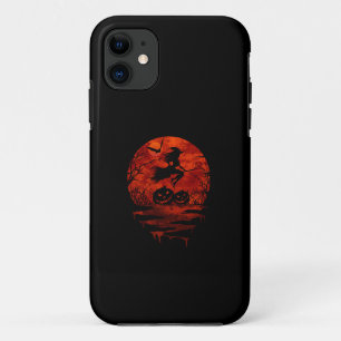 FUNDA PARA iPhone 11 BRUJA EN ESCOBA LUNA ROJA