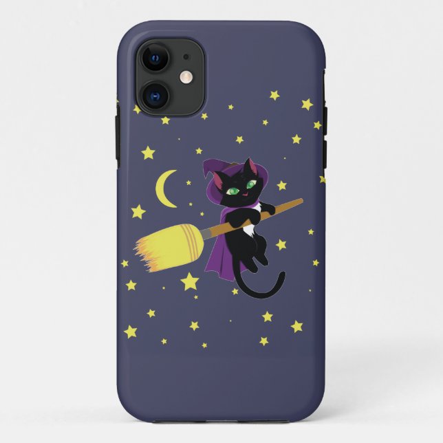 Funda De Case-Mate Para iPhone Bruja Gata Voladora (Reverso)