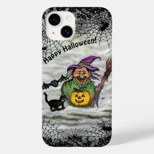 Funda Para iPhone 14 De Case-Mate Bruja, gato, murciélago y calabaza, ¡Feliz Hallo