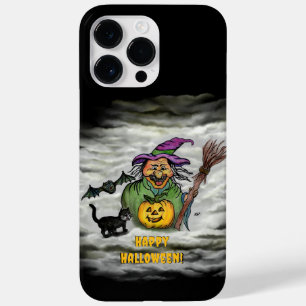 Funda Para iPhone 14 Pro Max De Case-Mate Bruja, gato, murciélago y calabaza, ¡Feliz Hallowe