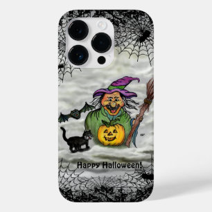 Funda Para iPhone 14 Pro De Case-Mate Bruja, gato, murciélago y calabaza, ¡Feliz Hallowe