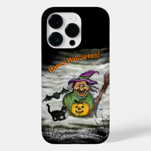 Funda Para iPhone 14 Pro De Case-Mate Bruja, gato, murciélago y calabaza, ¡Feliz Hallowe