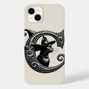 Funda Para iPhone 14 Plus De Case-Mate Bruja Gato Negro Letra C Inicial Personalizada