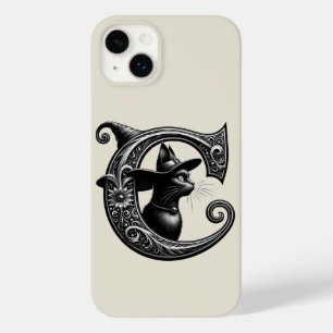 Funda Para iPhone 14 Plus De Case-Mate Bruja Gato Negro Letra C Inicial Personalizada