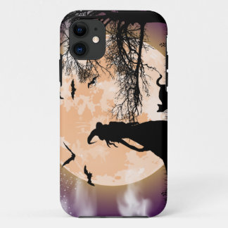 Funda Para iPhone 11 Bruja mística, gato negro, luna llena