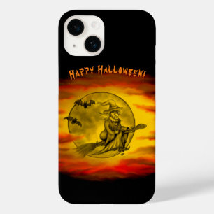 Funda Para iPhone 14 De Case-Mate Bruja voladora con gato negro, noche de halloween