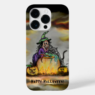 Funda Para iPhone 14 Pro De Case-Mate Bruja y gato negro, ¡Feliz Halloween!