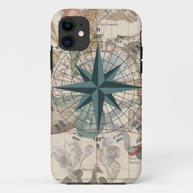 Funda De Case-Mate Para iPhone Brújula en un mapa antiguo (Reverso)