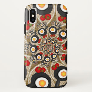 Funda Para iPhone XS Brunch Fractal Art Comida divertida, Tomates, Huev