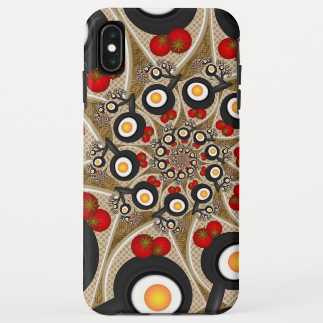 Funda De Case-Mate Para iPhone Brunch Fractal Art Comida divertida, Tomates, Huev (Reverso)