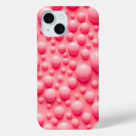 Funda Para iPhone 15 Bubblegum Pink 3D Bubbles iPhone Case Design