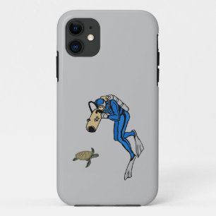 Funda Para iPhone 11 Buceador vintage de SCUBA fotografiando un tortuga