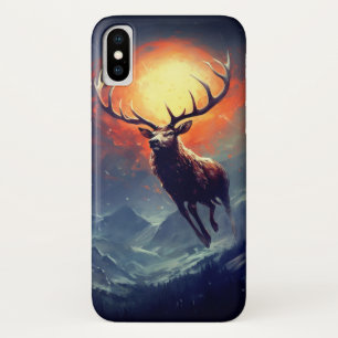 Funda Para iPhone X Buck De Montaña Corriendo De Un Fuego Incendiable