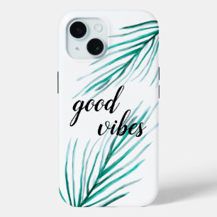 Funda Para iPhone 15 Buenas vibraciones Hojas de palmeras verdes