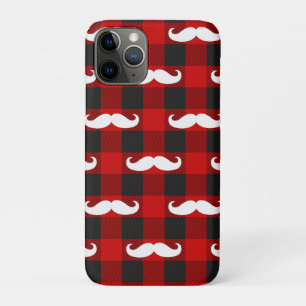 Funda Para iPhone 11 Pro Búfalo blanco de bigote negro y rojo