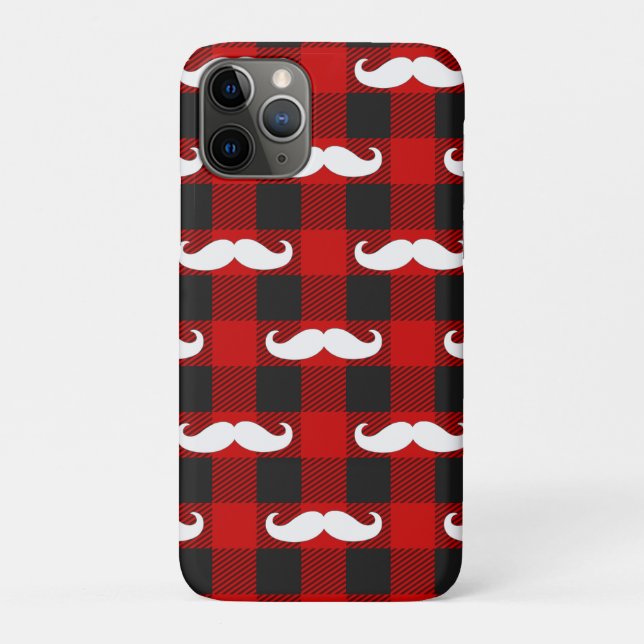 Funda De Case-Mate Para iPhone Búfalo blanco de bigote negro y rojo (Reverso)
