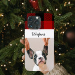 Funda Para iPhone 13 Pro Búfalo Rojo Tapado Y Woofmas De Cerezo Con Foto De<br><div class="desc">Búfalo Rojo Tapado Y Woofmas De Cerezo Con Foto De Perro</div>