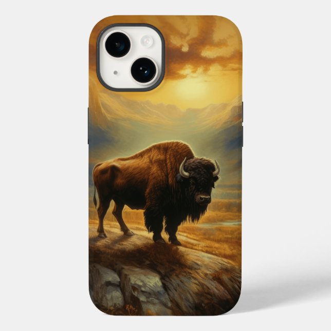 Funda De Case-Mate Para iPhone Buffalo Bison Sunset Silhouette (Reverso )