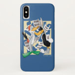 Funda Para iPhone X BUGS BUNNY™ Y DAFFY DUCK™ Preparados Para Temporad<br><div class="desc">Echa un vistazo a BUGS BUNNY™ vestido como pato y DAFFY DUCK™ vestido como conejo,  rodeado por varios posters de la "Temporada de Conejo Abierta" y de la "Temporada de Pato Abierta" que caen a su alrededor.</div>