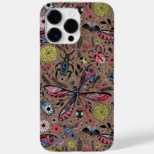 Funda Para iPhone 14 Pro Max De Case-Mate Bugs de garabatos en mocha marrón