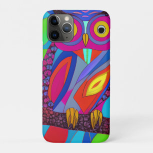 Funda Para iPhone 11 Pro Búho caprichoso con plumas coloridas