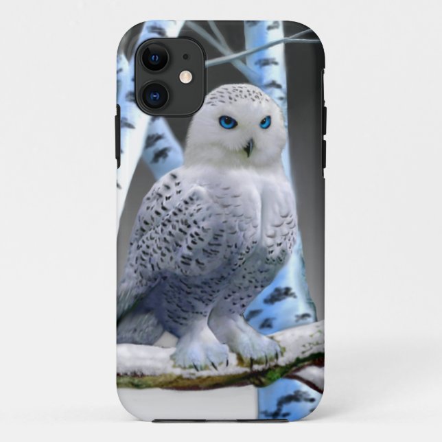 Funda De Case-Mate Para iPhone Búho de ojos azules de la nieve (Reverso)