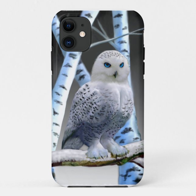 FUNDA DE Case-Mate PARA iPhone BÚHO DE OJOS AZULES DE LA NIEVE (Reverso)