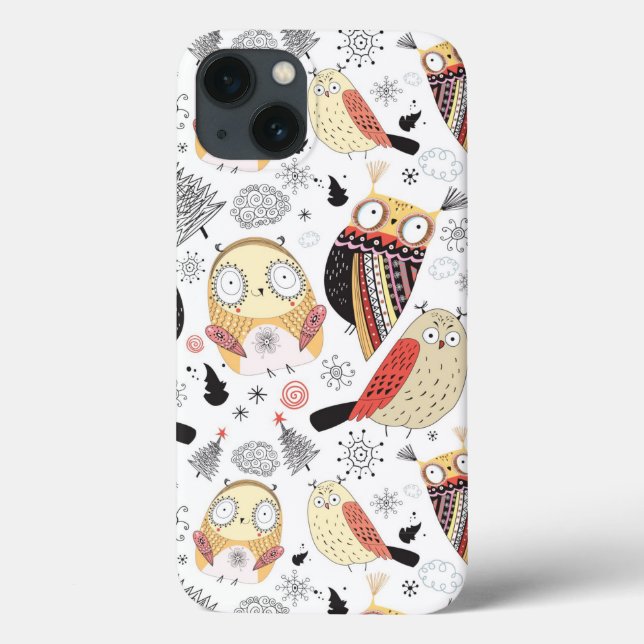 Funda De Case-Mate Para iPhone Búho divertido de la textura (Reverso)