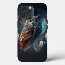 Funda Para iPhone 13 Pro Búho Espacial Místico con Arte de Cazador de Sueño
