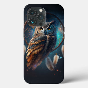 Funda Para iPhone 13 Pro Búho Espacial Místico con Arte de Cazador de Sueño