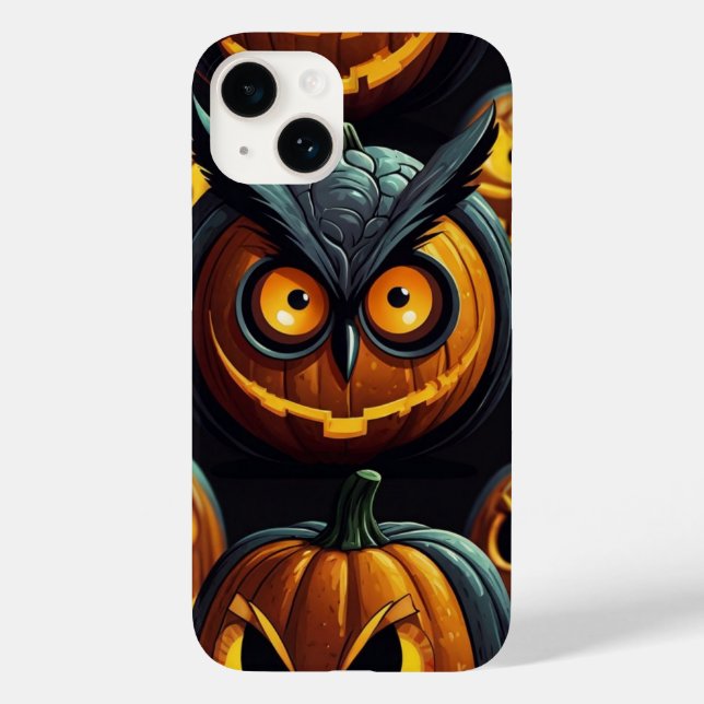 Funda De Case-Mate Para iPhone Búho espeluznante en calabaza (Reverso )