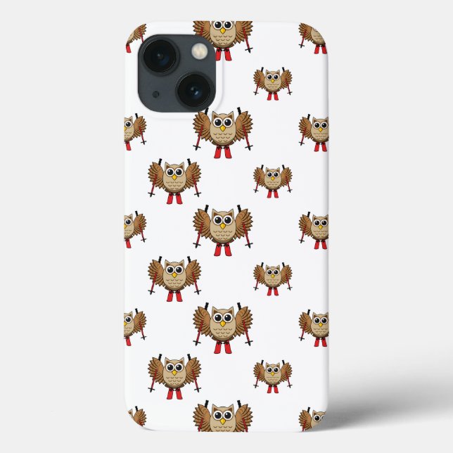 Funda De Case-Mate Para iPhone Búho Lindo Esquíando Dibujo Animado (Reverso)