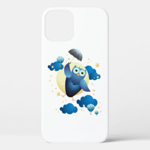 Funda Para iPhone 12 Búho lindo volando con paraguas