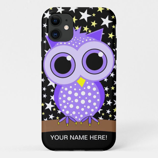 Funda De Case-Mate Para iPhone búho manchado púrpura linda (Reverso)