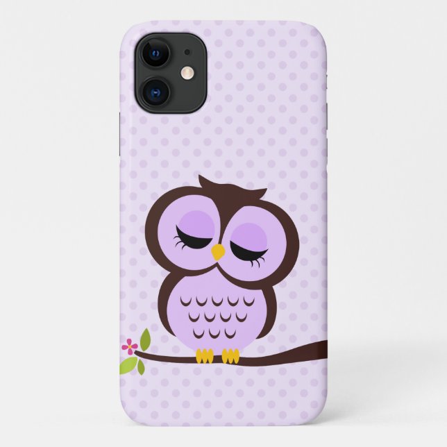 Funda De Case-Mate Para iPhone Búho púrpura adorable (Reverso)