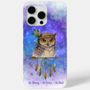 Funda Para iPhone 15 Pro Max Búho tribal - Sé fuerte, sé valiente, sé amable