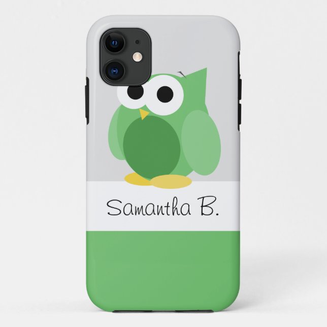 Funda De Case-Mate Para iPhone Búho verde divertido - caja personalizada del (Reverso)