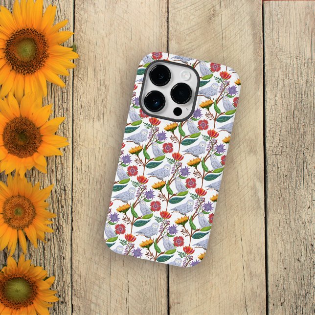 Funda De Case-Mate Para iPhone Búhos nevados con tulipanes y girasoles (Subido por el creador)