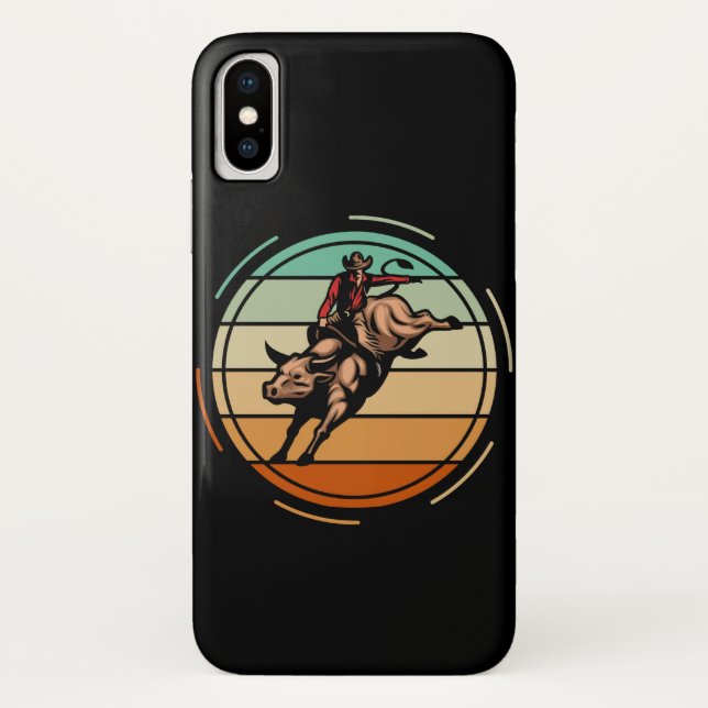 Funda De Case-Mate Para iPhone Bull Riding Rodeo Rider Vino Occidental (Reverso)