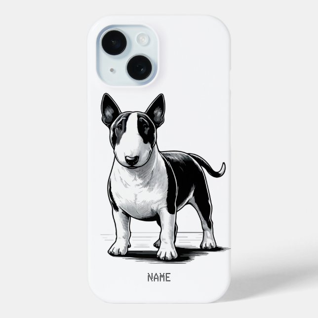 Funda De Case-Mate Para iPhone Bull Terrier con nombre (Reverso )